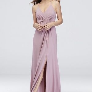 David's Bridal Studio Dusty Rose Drapey Jersey V-Neck Maxi Size 0